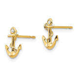 14k Madi K CZ Anchor Childrens Post Earrings GK680