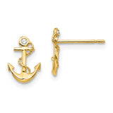 14k Madi K CZ Anchor Childrens Post Earrings GK680