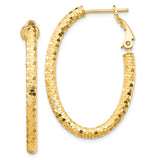 14K 3x37mm Diamond-cut Oval Omega Back Tube Hoop Earrings TF1707