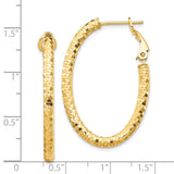 14K 3x37mm Diamond-cut Oval Omega Back Tube Hoop Earrings TF1707