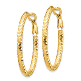 14K 3x37mm Diamond-cut Oval Omega Back Tube Hoop Earrings TF1707