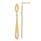 14k Diamond-cut Open Teardrop Dangle Post Earrings H839