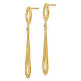 14k Diamond-cut Open Teardrop Dangle Post Earrings H839