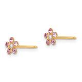 Inverness 14k June Pink Crystal Birthstone Flower Post Piercing Earrings 786E