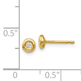14k Polished 4mm Circle Bezel with CZ Post Earrings YE251