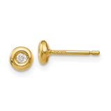 14k Polished 4mm Circle Bezel with CZ Post Earrings YE251