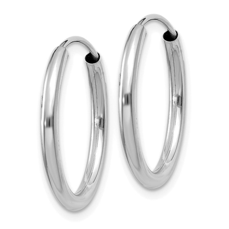 14k White Gold 2x20mm Polished Round Endless Tube Hoop Earrings H991