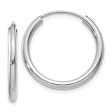 14k White Gold 2x20mm Polished Round Endless Tube Hoop Earrings H991