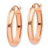14k Rose Gold 3.75x25mm Polished Oval Tube Hoop Earrings TF975
