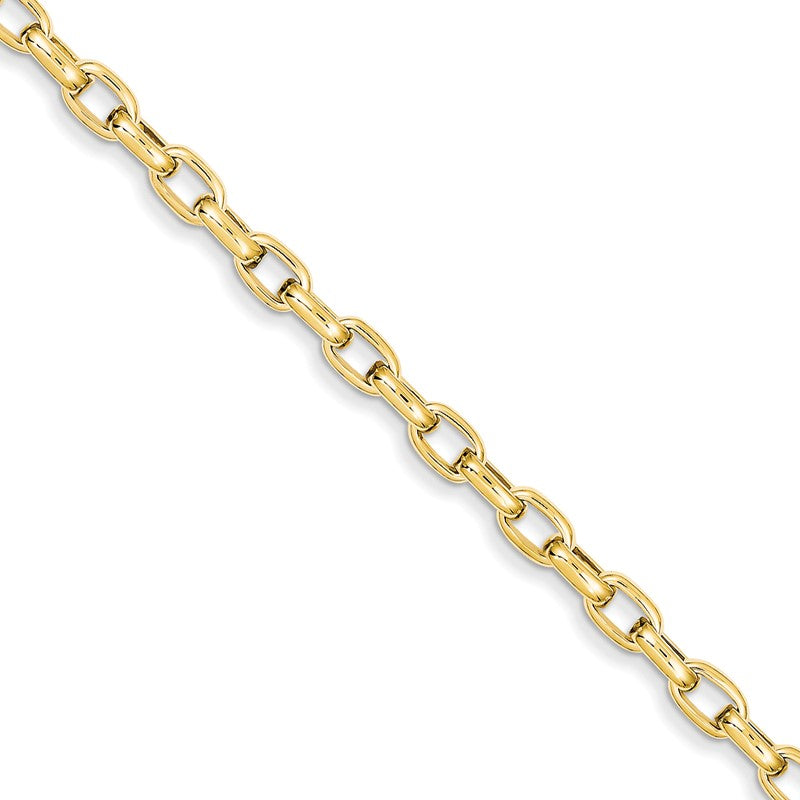 14K 7.25 inch 5mm Hand Polished Fancy Link with Lobster Clasp Bracelet LK662
