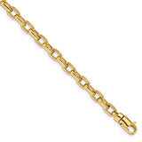 14K 7.25 inch 5mm Hand Polished Fancy Link with Lobster Clasp Bracelet LK662