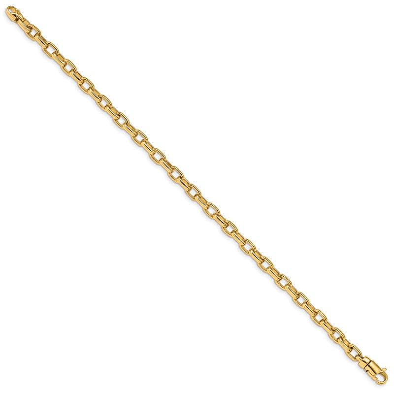 14K 7.25 inch 5mm Hand Polished Fancy Link with Lobster Clasp Bracelet LK662