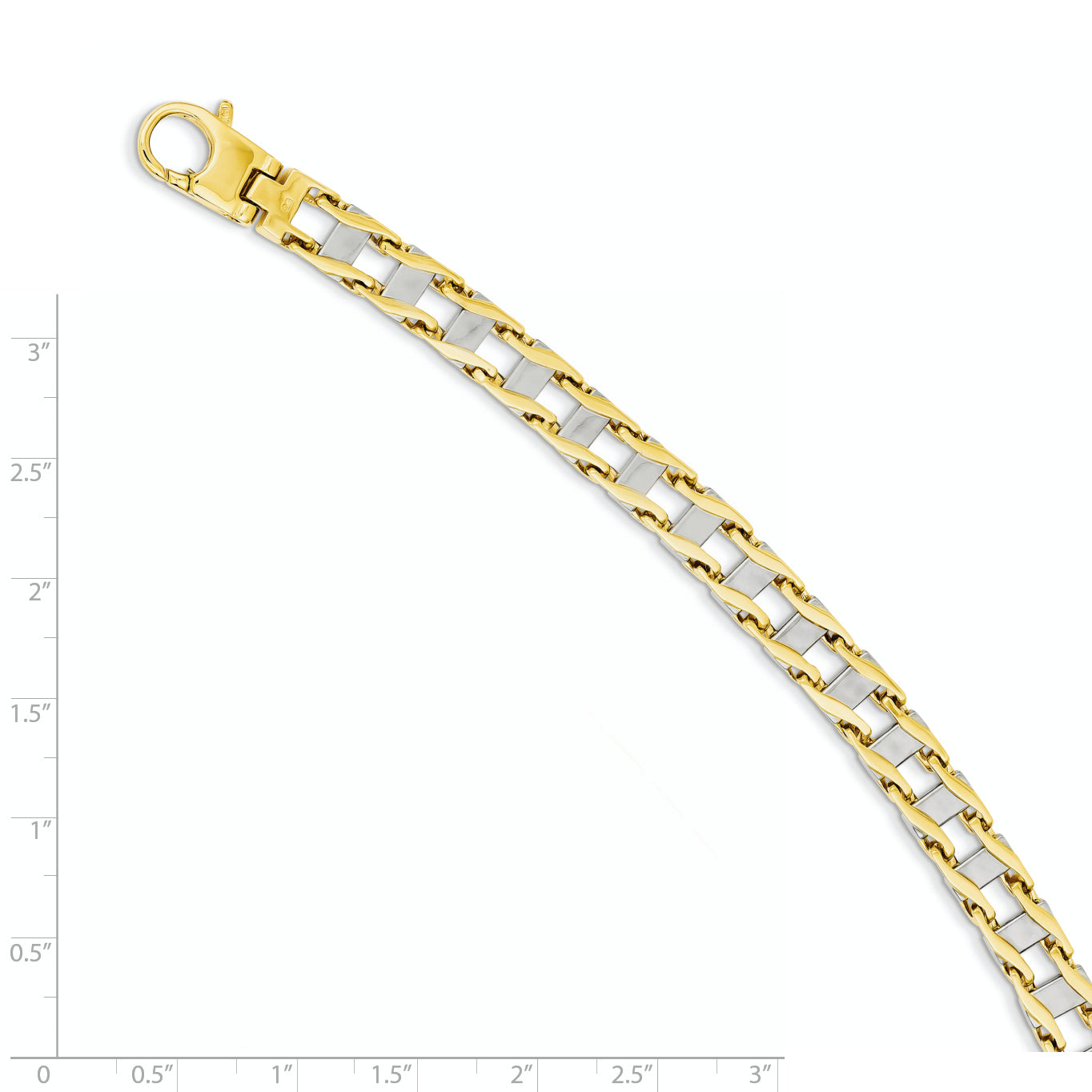 14k Two-tone 7.5mm Hand-polished Fancy Link 8.5 inch Bracelet GB168