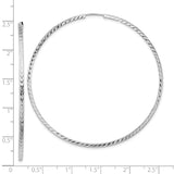 14k White Gold 1.35x60mm Diamond-cut Square-Tube Endless Hoop Earrings TF1003W