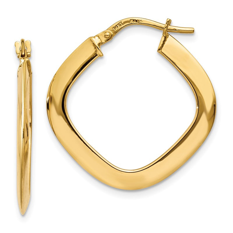 14K 1.5x25mm Tapered Square Tube Hoop Earrings TH775