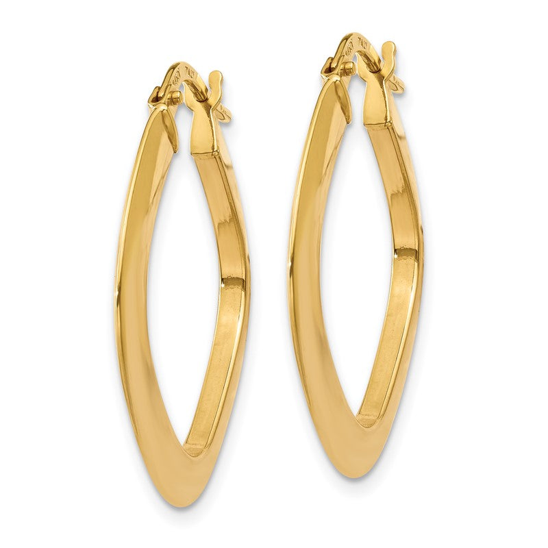 14K 1.5x25mm Tapered Square Tube Hoop Earrings TH775