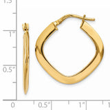 14K 1.5x25mm Tapered Square Tube Hoop Earrings TH775