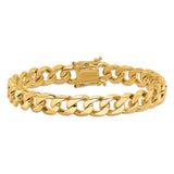 14K 20 inch 9.7mm Hand Polished Flat Beveled Curb Link with Box Catch Clasp Chain LK133