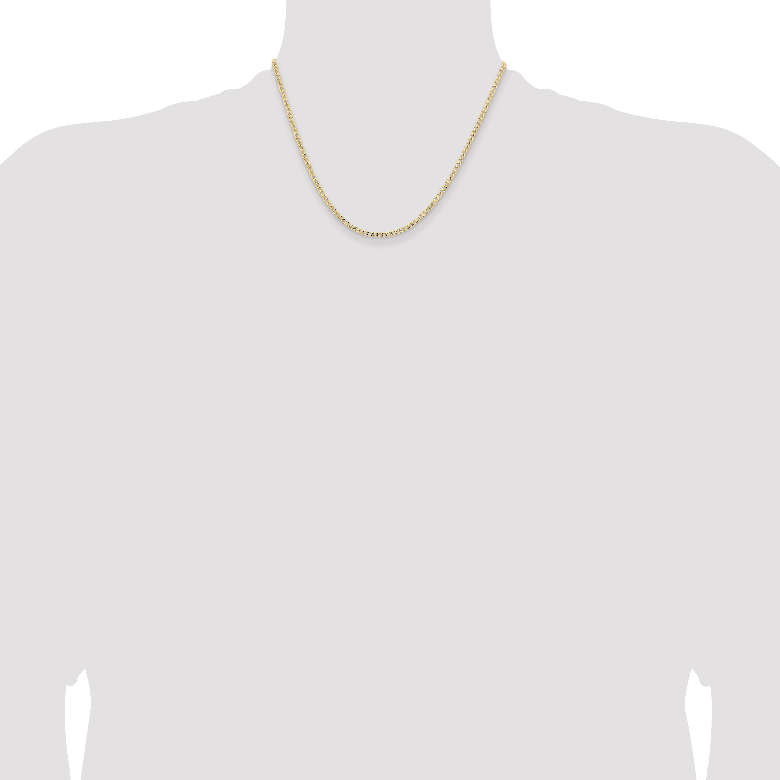 14K 10 inch 2.85mm Semi-Solid Curb with Lobster Clasp Anklet BC192