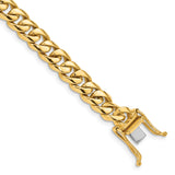 14K 20 inch 7.25mm Hand Polished Rounded Curb Link with Box Catch Clasp Chain LK124