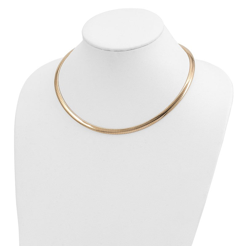 14k Polished 6mm Lightweight 16 inch Domed Omega Necklace ODL6