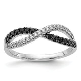 14k White Gold 1/4 carat Black and White Diamond Crisscross Ring RM5687