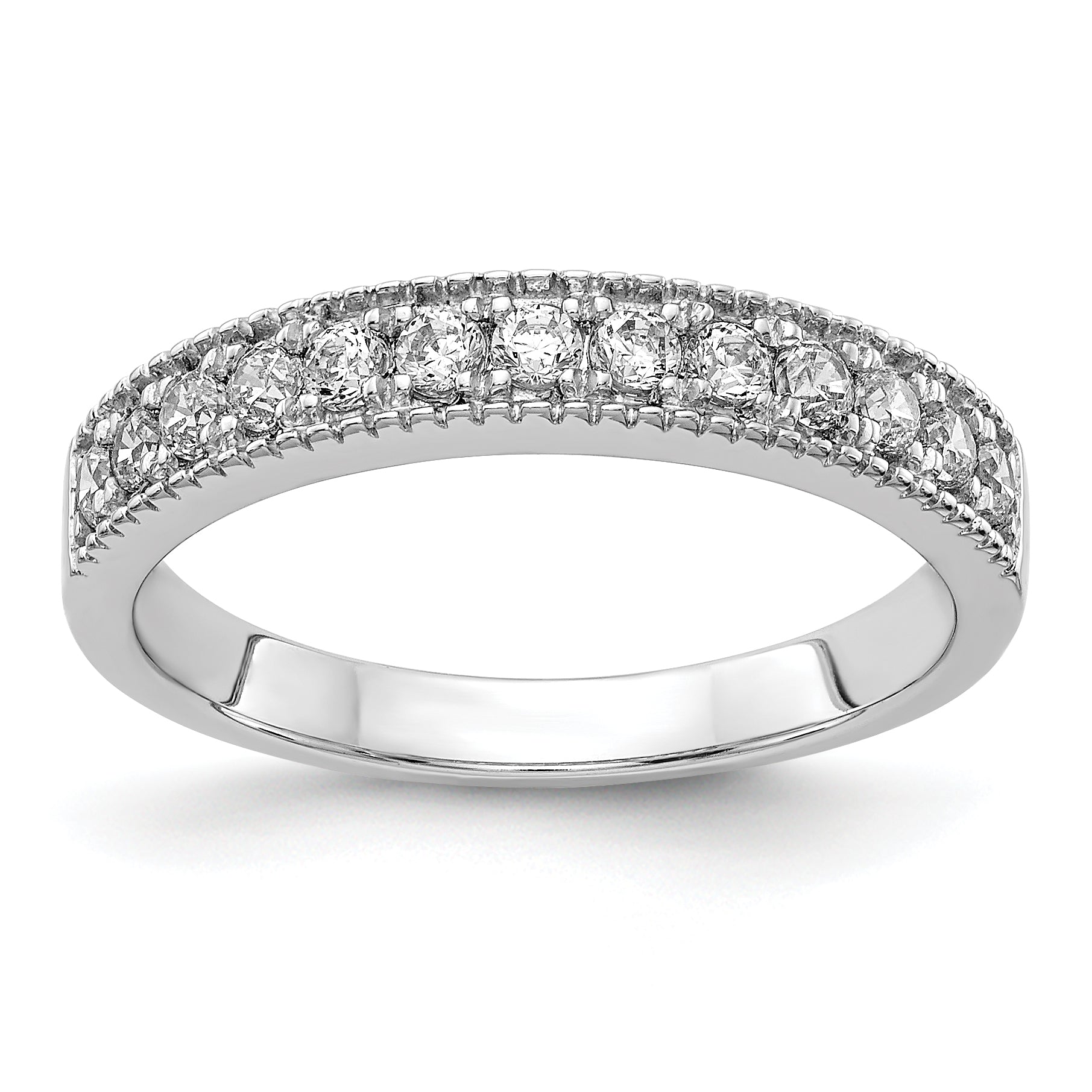 14k White Gold 3mm 3/8 carat Diamond Beaded Edge Band RM5628