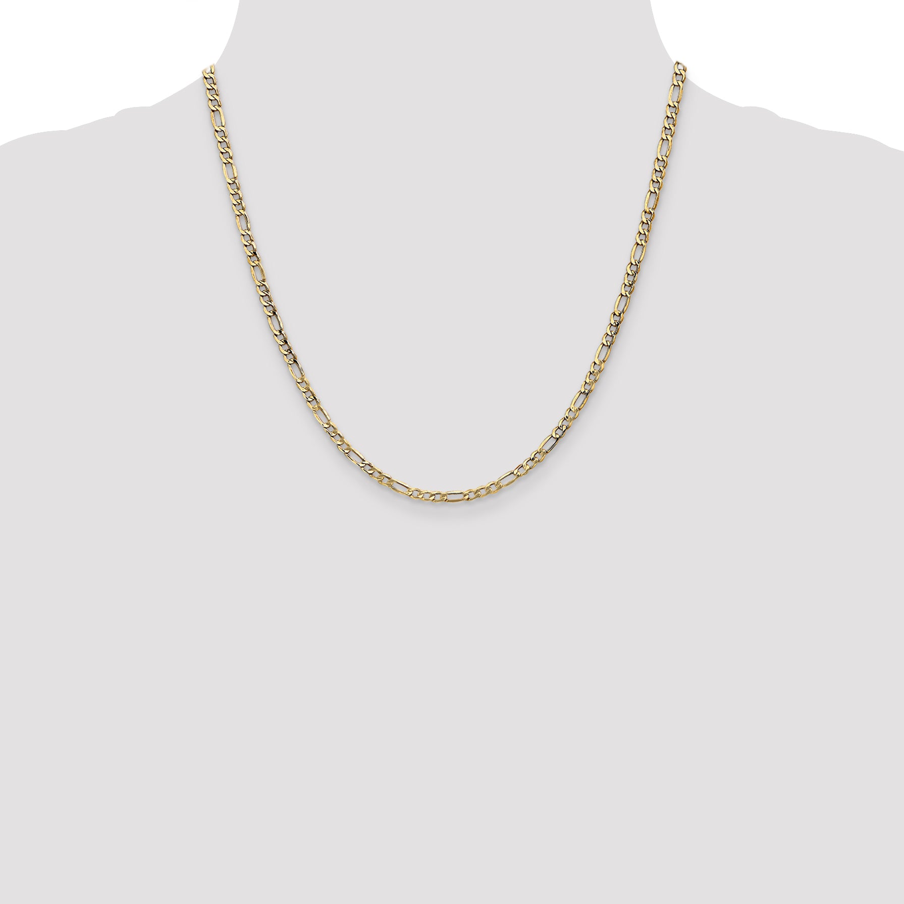 14K 10 inch 3.5mm Semi-Solid Figaro with Lobster Clasp Anklet BC93