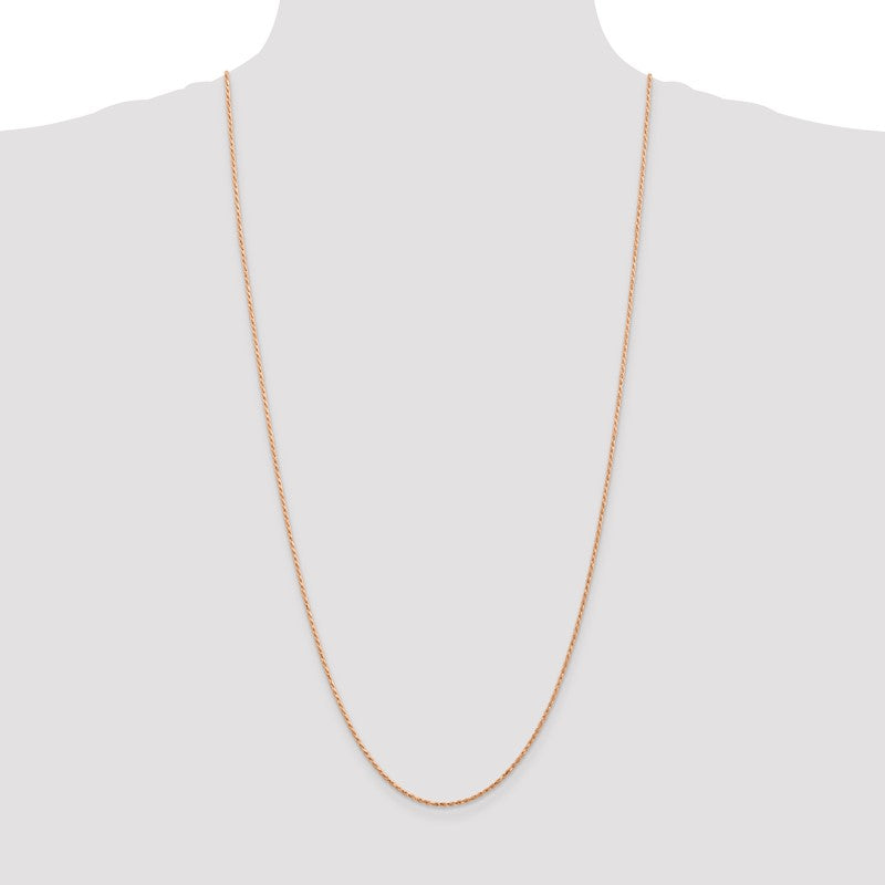 14K Rose Gold 10 inch 1.5mm Diamond-cut Man Made Rope with Lobster Clasp Anklet R012