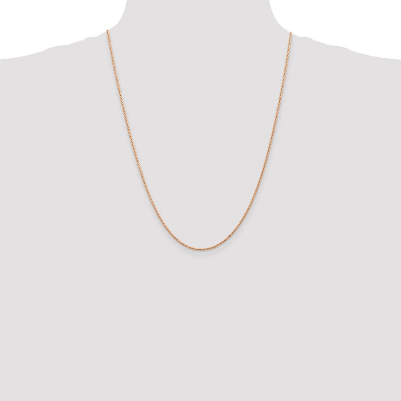 14K Rose Gold 10 inch 1.5mm Diamond-cut Man Made Rope with Lobster Clasp Anklet R012