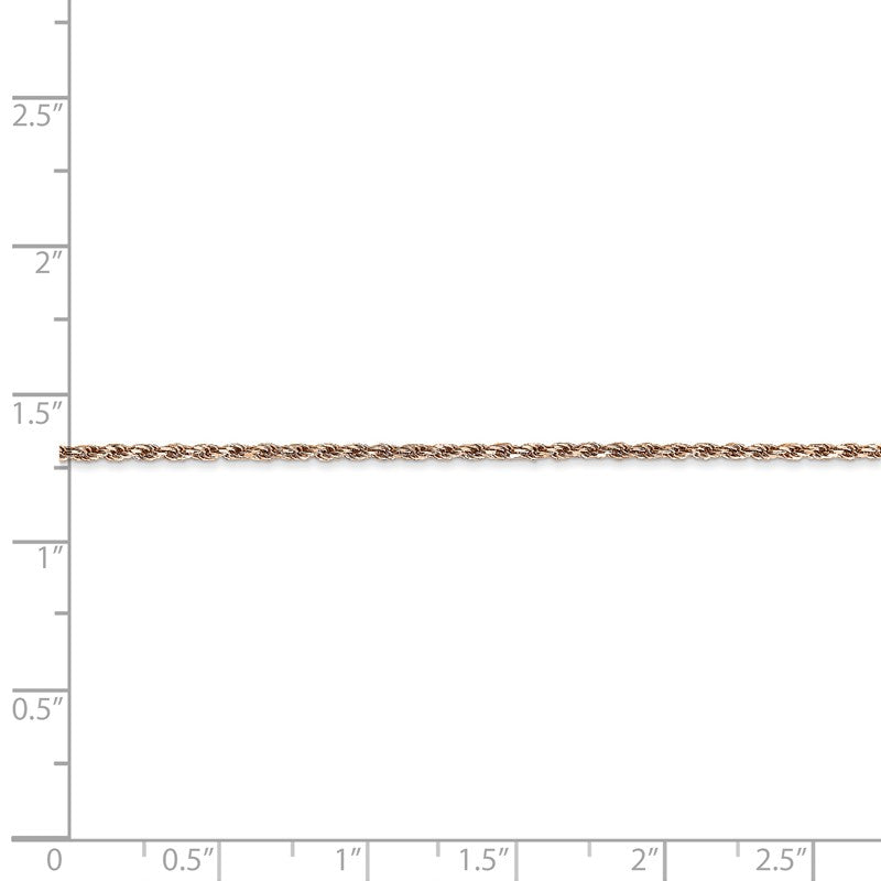 14K Rose Gold 10 inch 1.5mm Diamond-cut Man Made Rope with Lobster Clasp Anklet R012