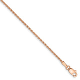 14K Rose Gold 10 inch 1.5mm Diamond-cut Man Made Rope with Lobster Clasp Anklet R012