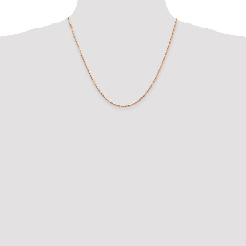 14K Rose Gold 10 inch 1.5mm Diamond-cut Man Made Rope with Lobster Clasp Anklet R012
