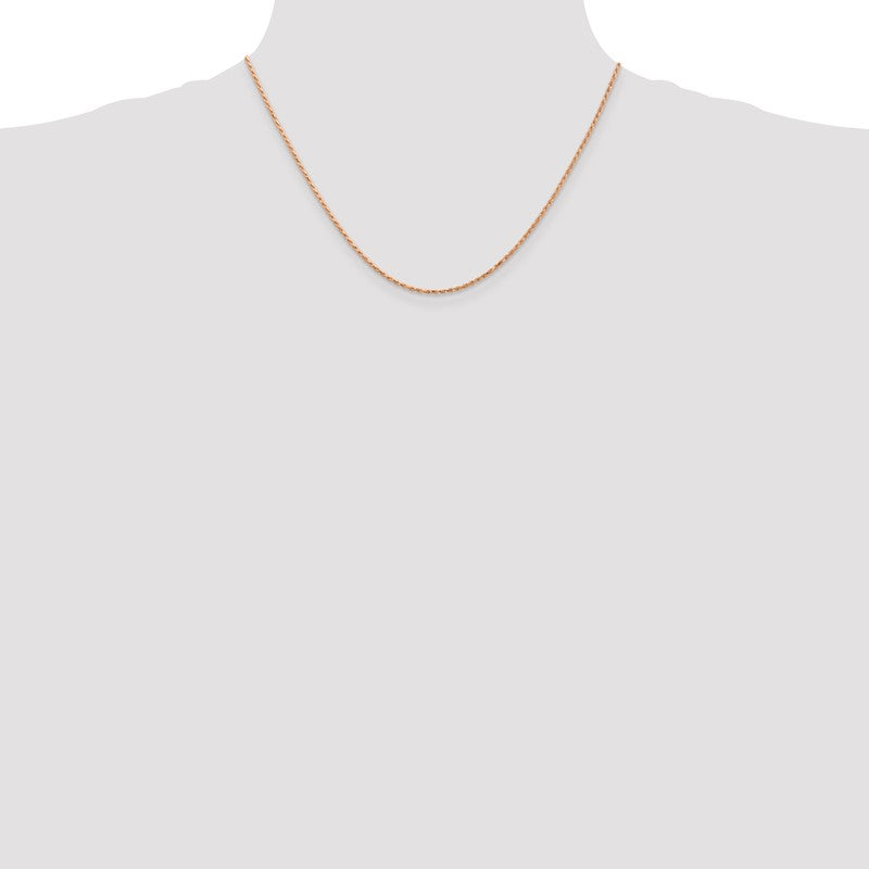 14K Rose Gold 10 inch 1.5mm Diamond-cut Man Made Rope with Lobster Clasp Anklet R012