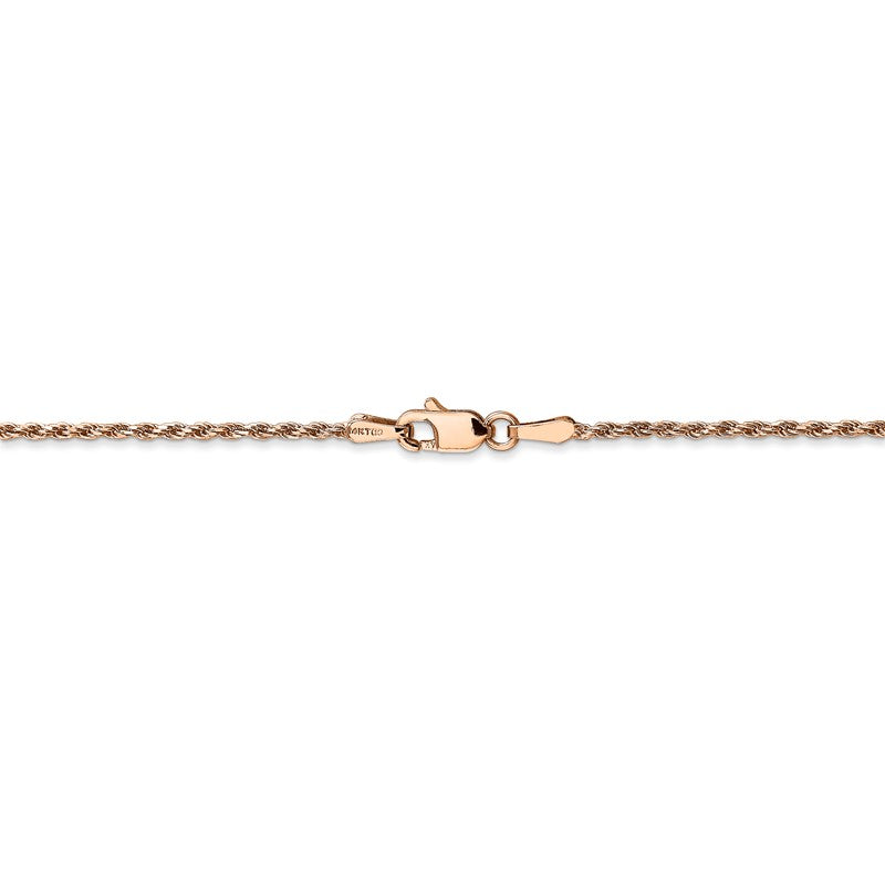 14K Rose Gold 10 inch 1.5mm Diamond-cut Man Made Rope with Lobster Clasp Anklet R012