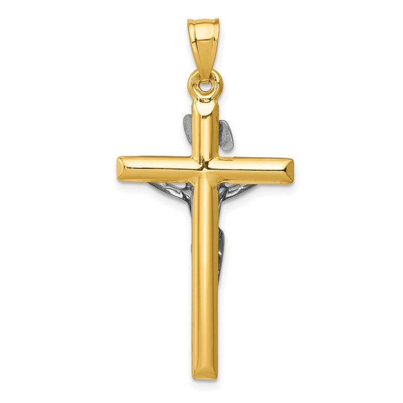 14k Two-tone INRI Crucifix Pendant K501