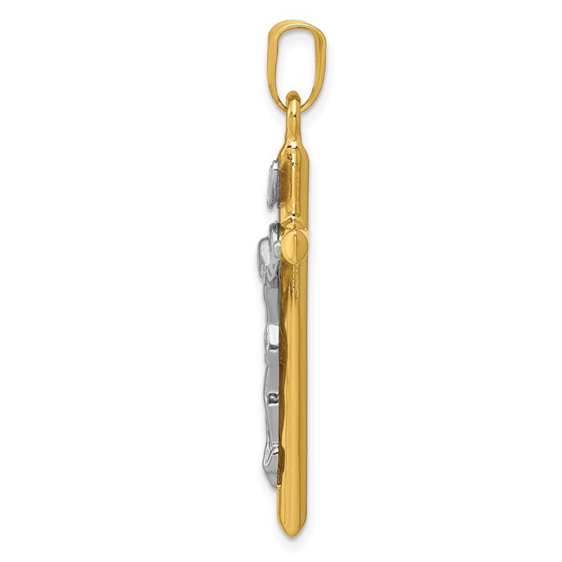14k Two-tone INRI Crucifix Pendant K501