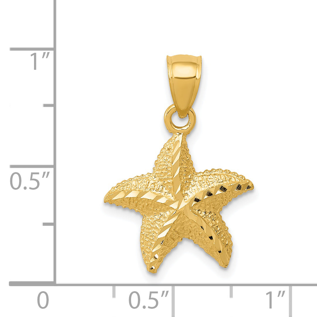 14K Diamond-cut Starfish Pendant K2954