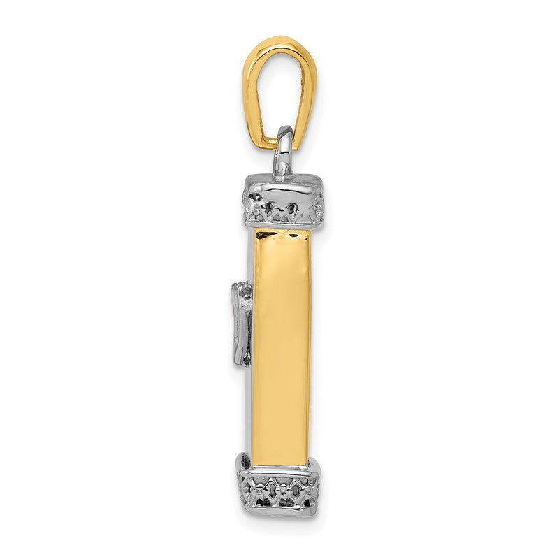 14K Two-Tone 3-D Mezuzah with Shin Pendant K1314