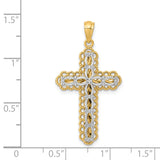 14K Two-tone Polished 2-Level Filigree Cross Pendant K5455