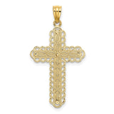 14K Two-tone Polished 2-Level Filigree Cross Pendant K5455