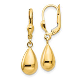 14k Polished Teardrop Dangle Leverback Earrings H557