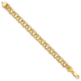 14k 10mm Solid Double Link 7 inch Charm Bracelet DO508