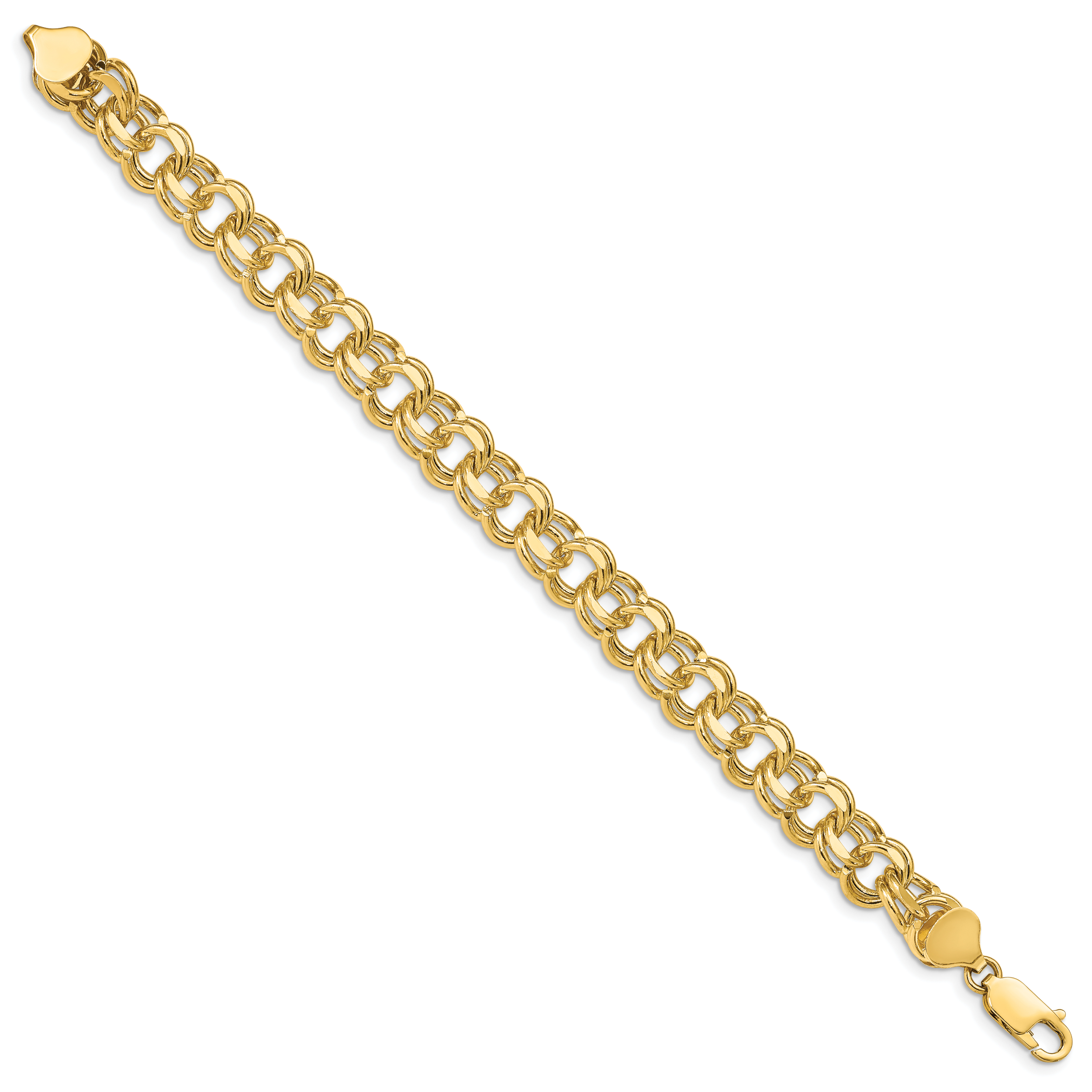 14k 10mm Solid Double Link 7 inch Charm Bracelet DO508