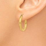 14k 3x20mm Polished Lightweight Tube Hoop Earrings T938L