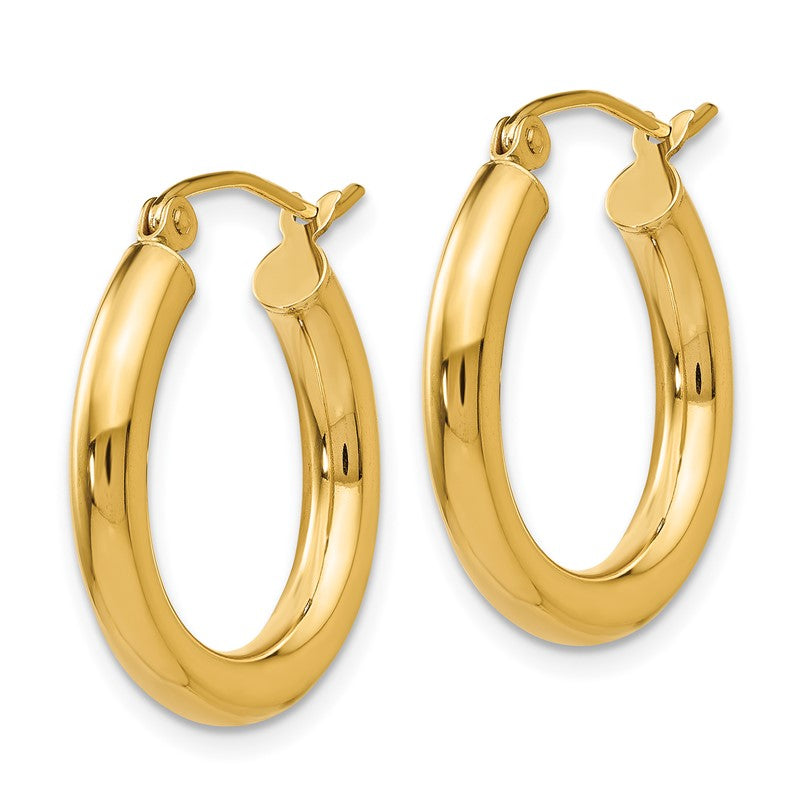 14k 3x20mm Polished Lightweight Tube Hoop Earrings T938L