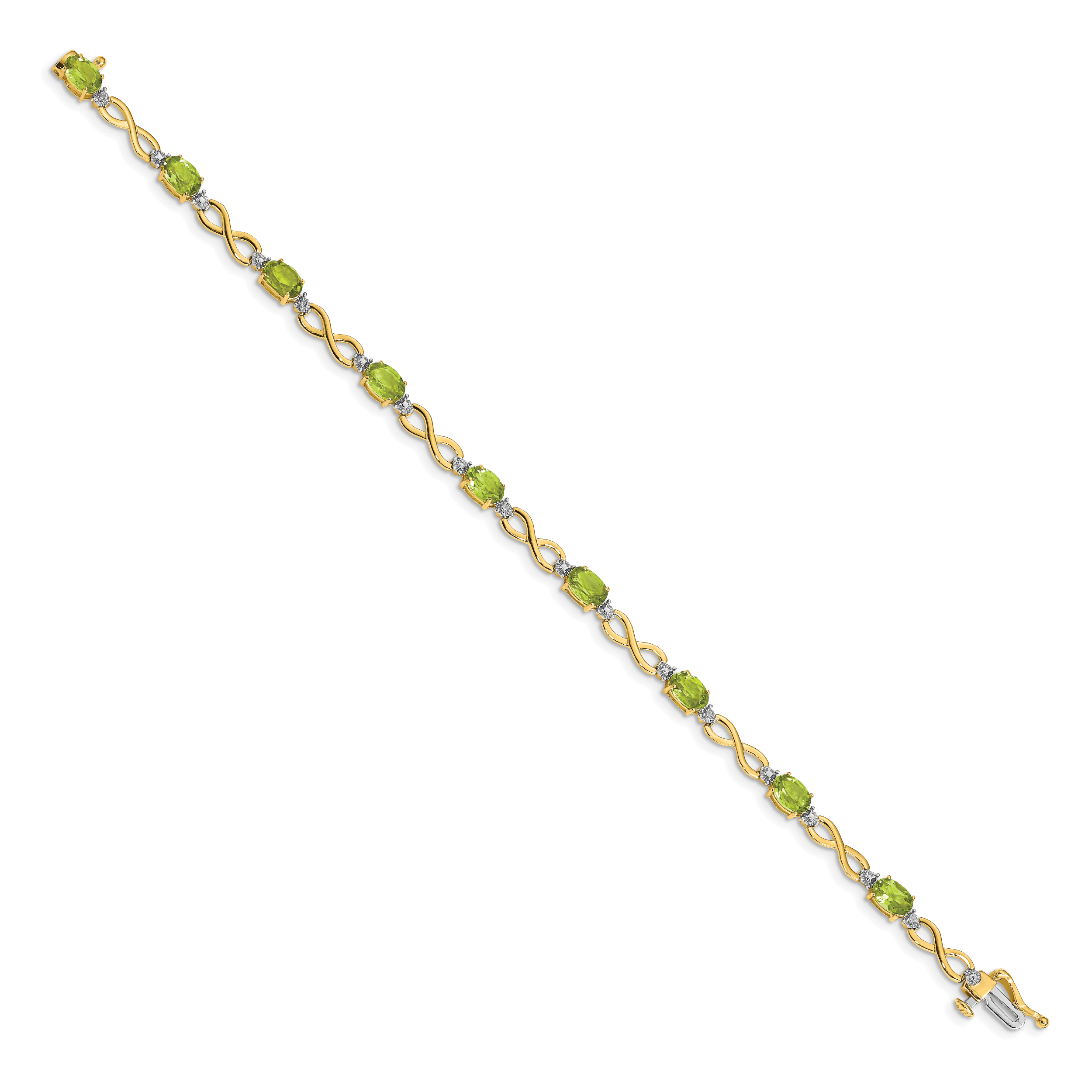 14k Complete Oval Amethyst and Diamond Infinity Link 7 inch Bracelet BM4494