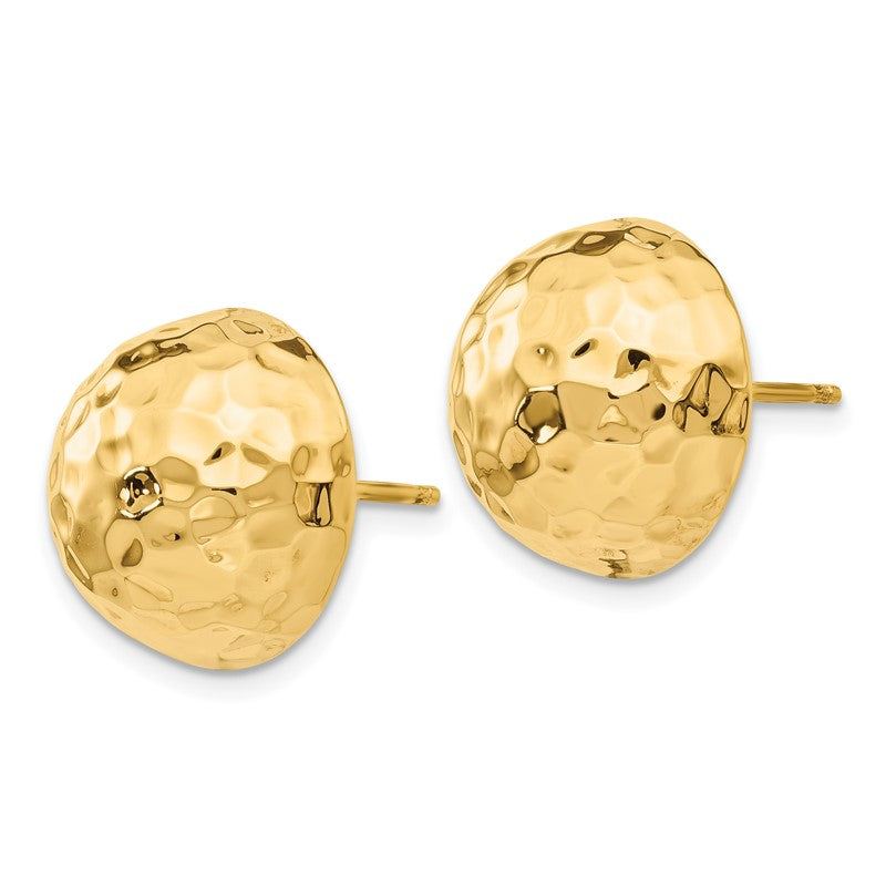 14k 14mm Hammered Half Ball Post Earrings E929