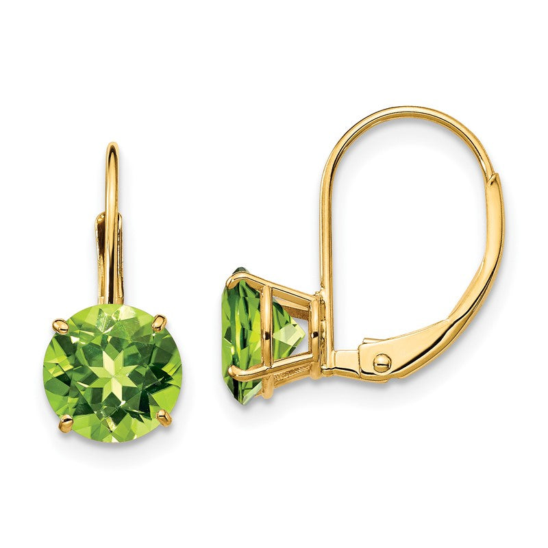 14k 7mm Round Peridot Leverback Earrings XLB113PE