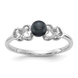 14k White Gold 4mm Black FW Cultured Pearl ring Y1870BP
